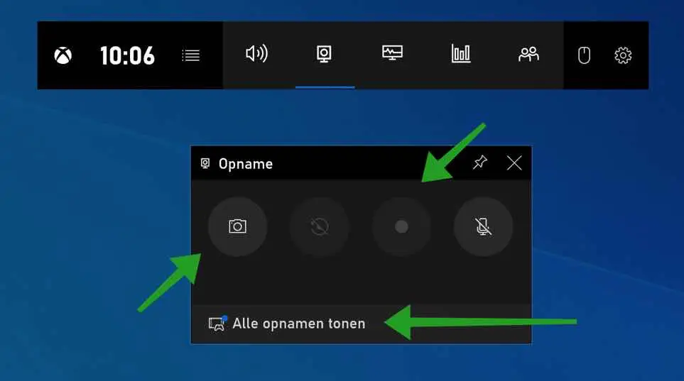 beelscherm opname starten xbox game bar windows 10
