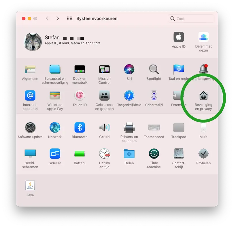 beveiliging en privacy instellingen mac