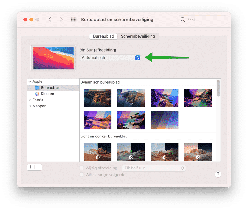 dynamisch bureaublad wijzigen mac