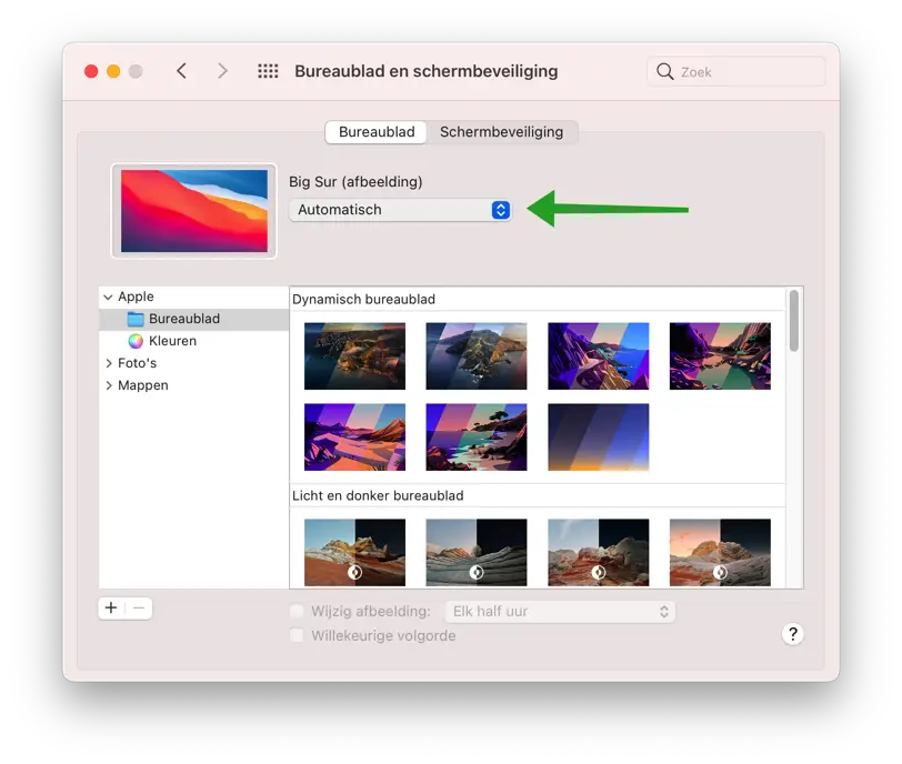 dynamisch bureaublad wijzigen mac