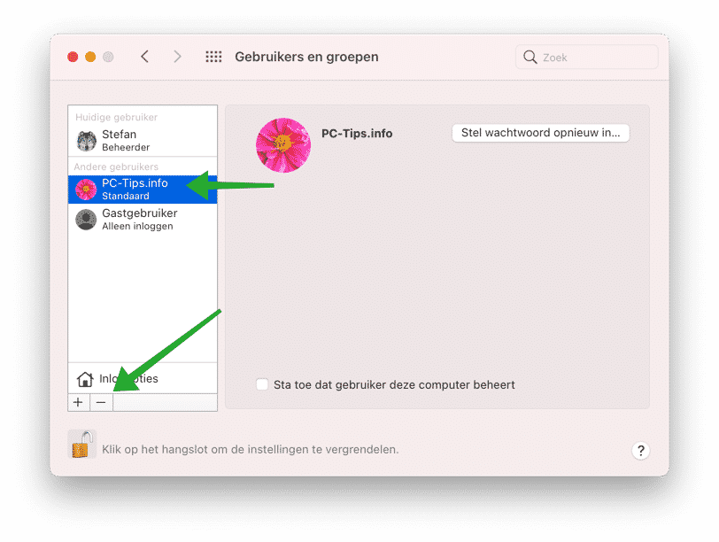 gebruiker verwijderen mac