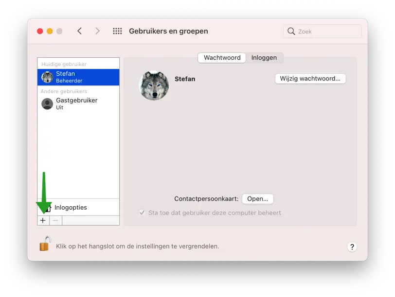 gebruikersaccount toevoegen aan Mac