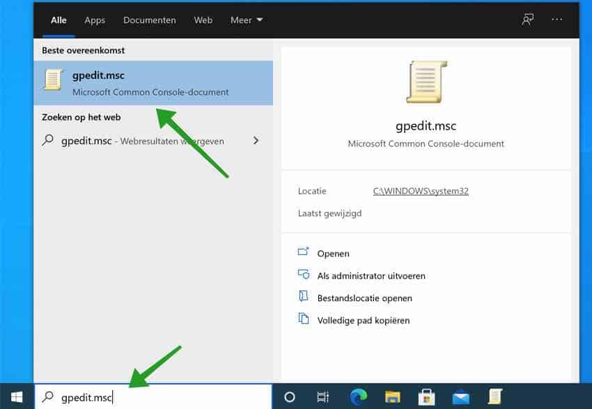 gpedit openen windows 10