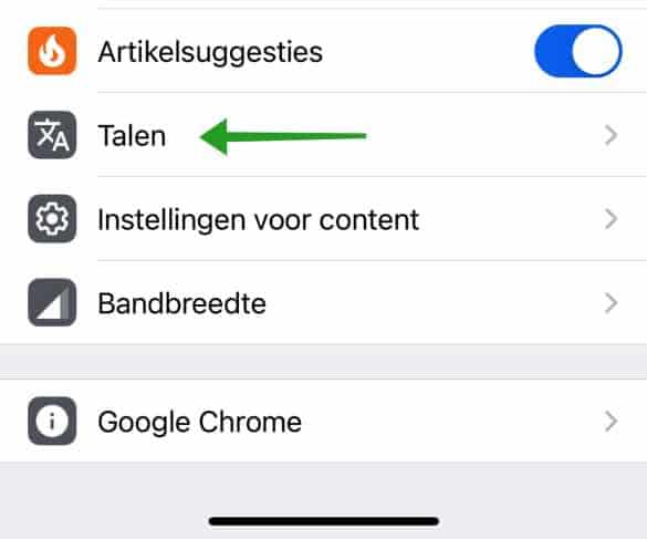 taal instellingen google chrome voor iphone