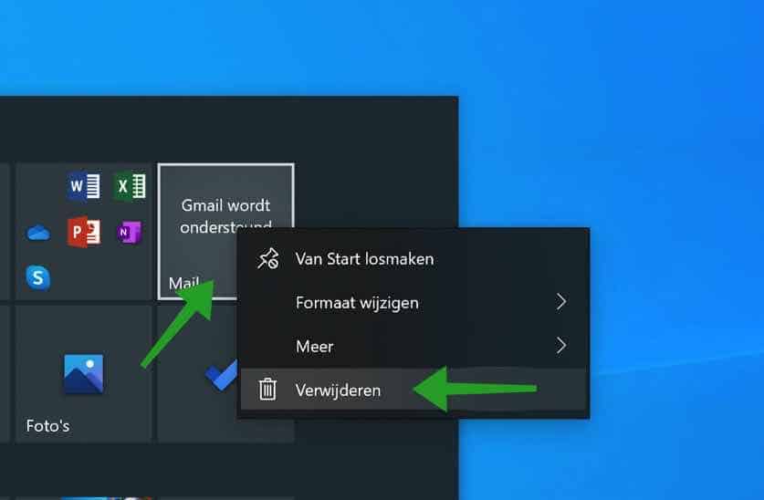 tegel verwijderen windows 10 start menu