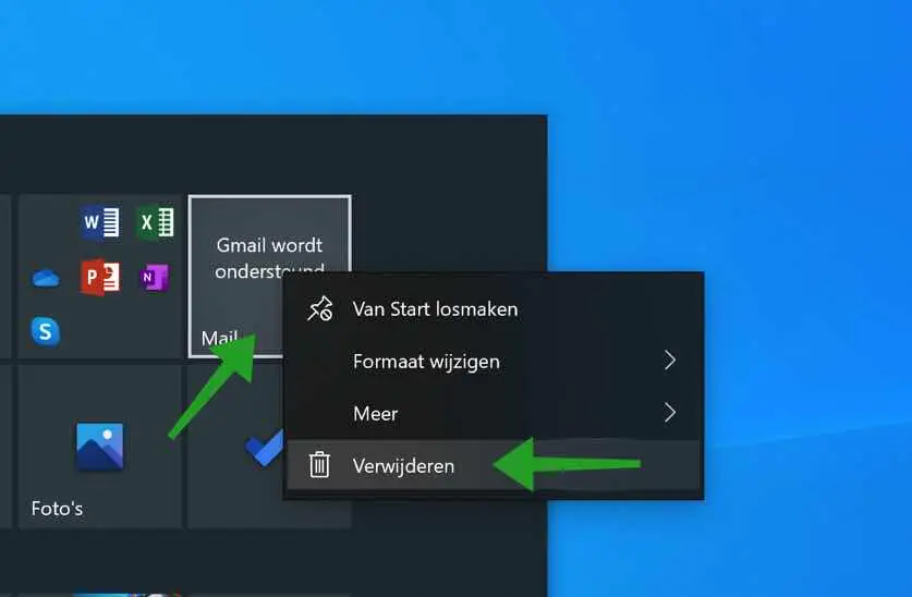tegel verwijderen windows 10 start menu