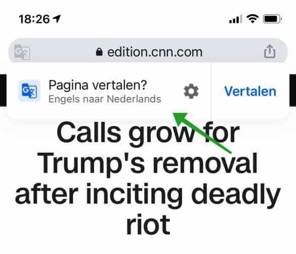 Website vertalen uitschakelen in Google Chrome voor iPhone (iOS)