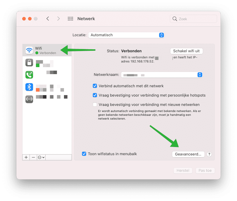 wifi netwerk instellingen mac
