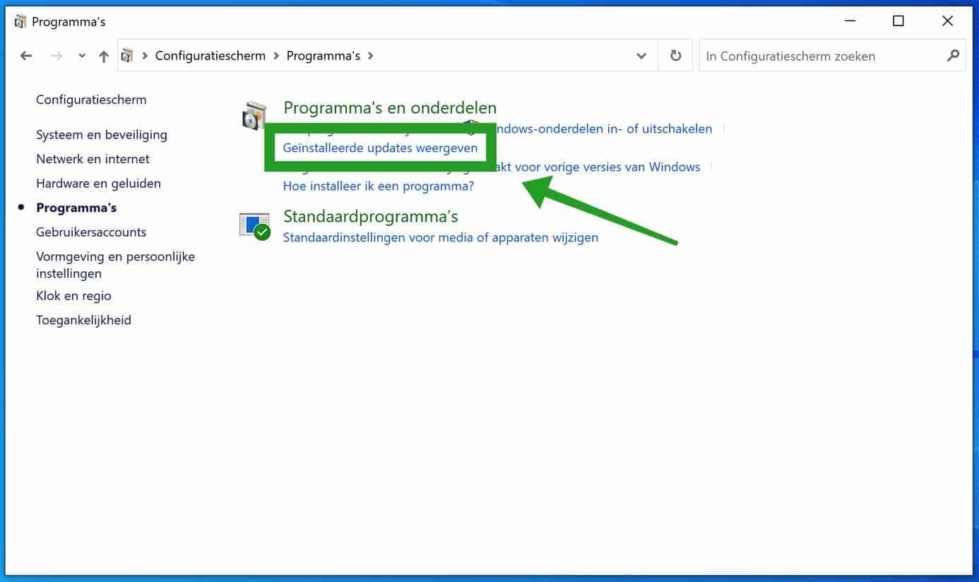 ventanas ver actualizaciones instaladas