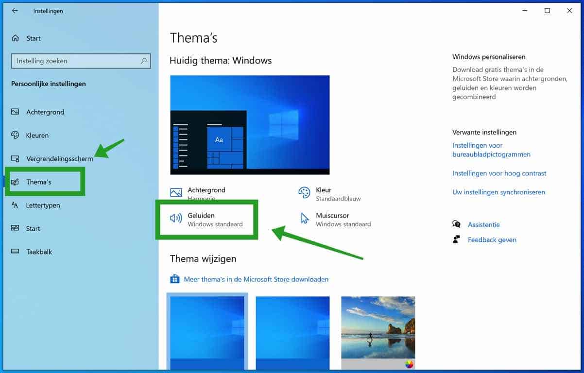 windows geluid instellingen