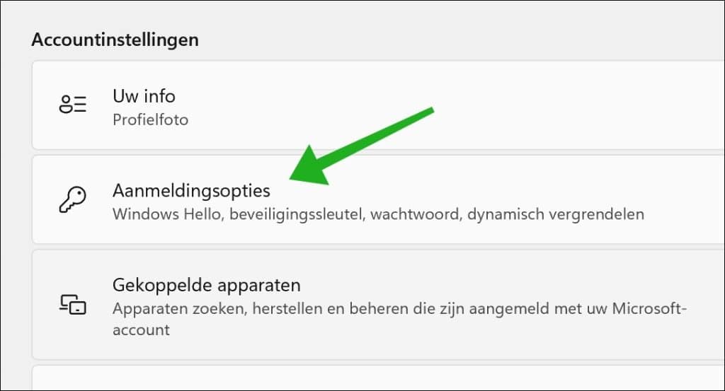Aanmeldingsopties