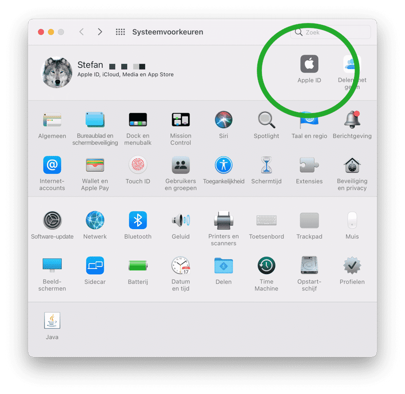 Apple ID instellingen mac