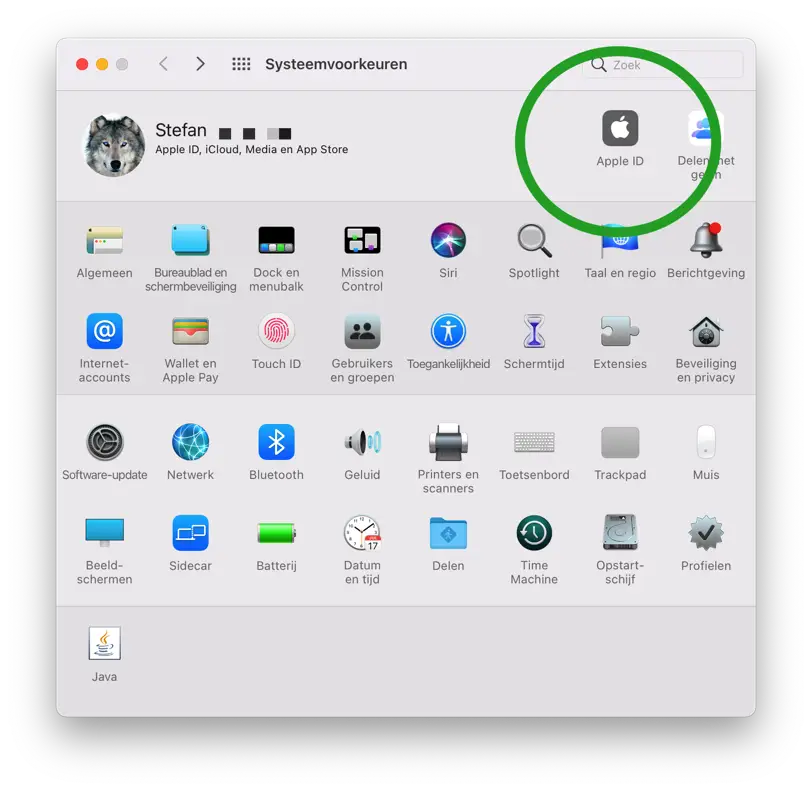 Apple ID instellingen mac