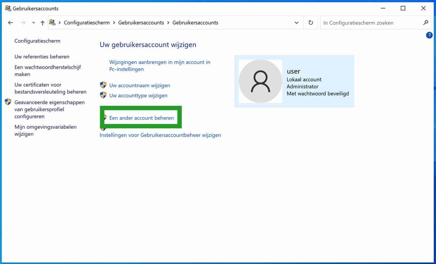 Administrar otra cuenta