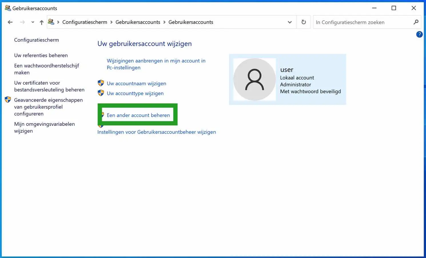 Een ander account beheren