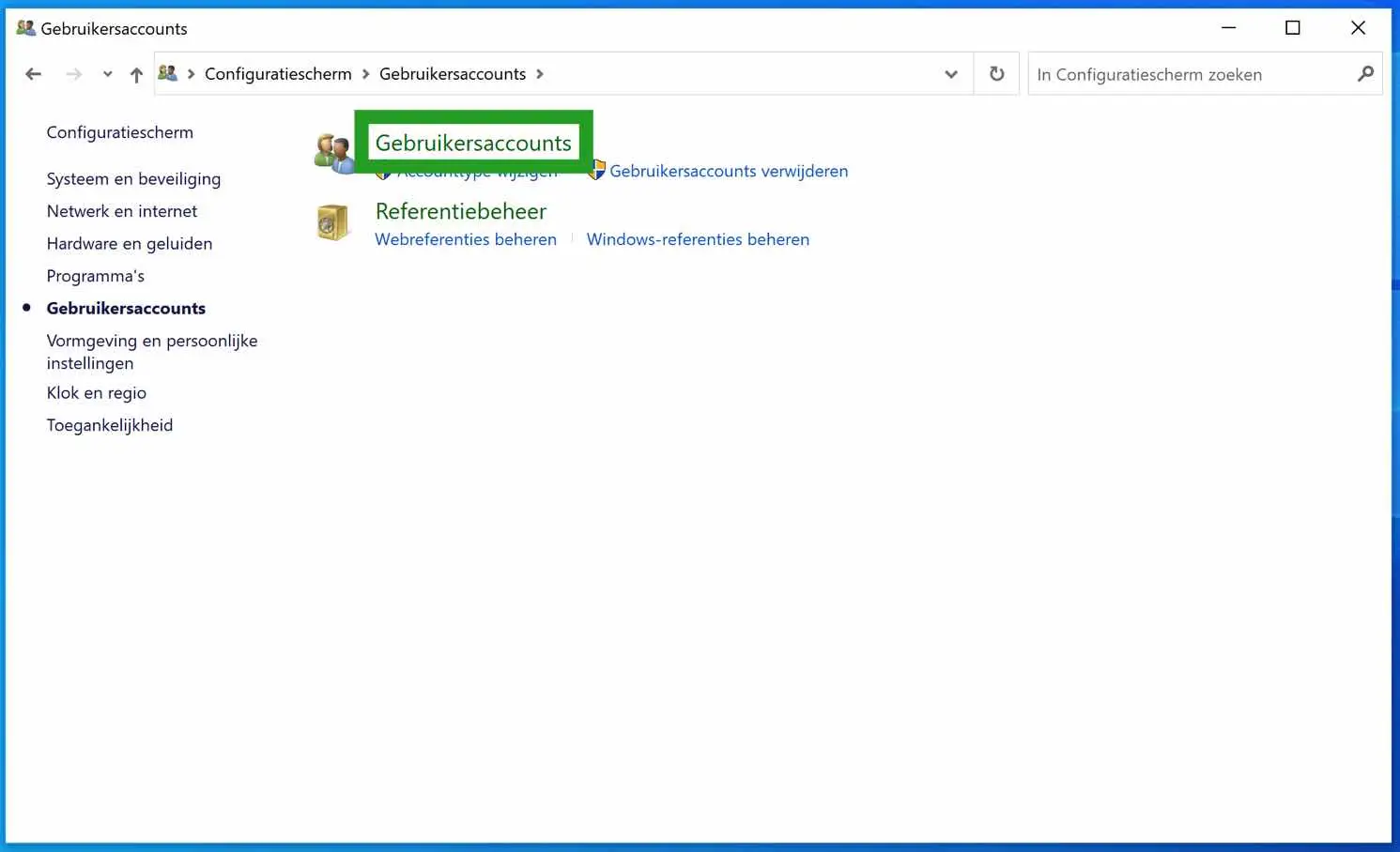 Gebruikersaccounts windows 10