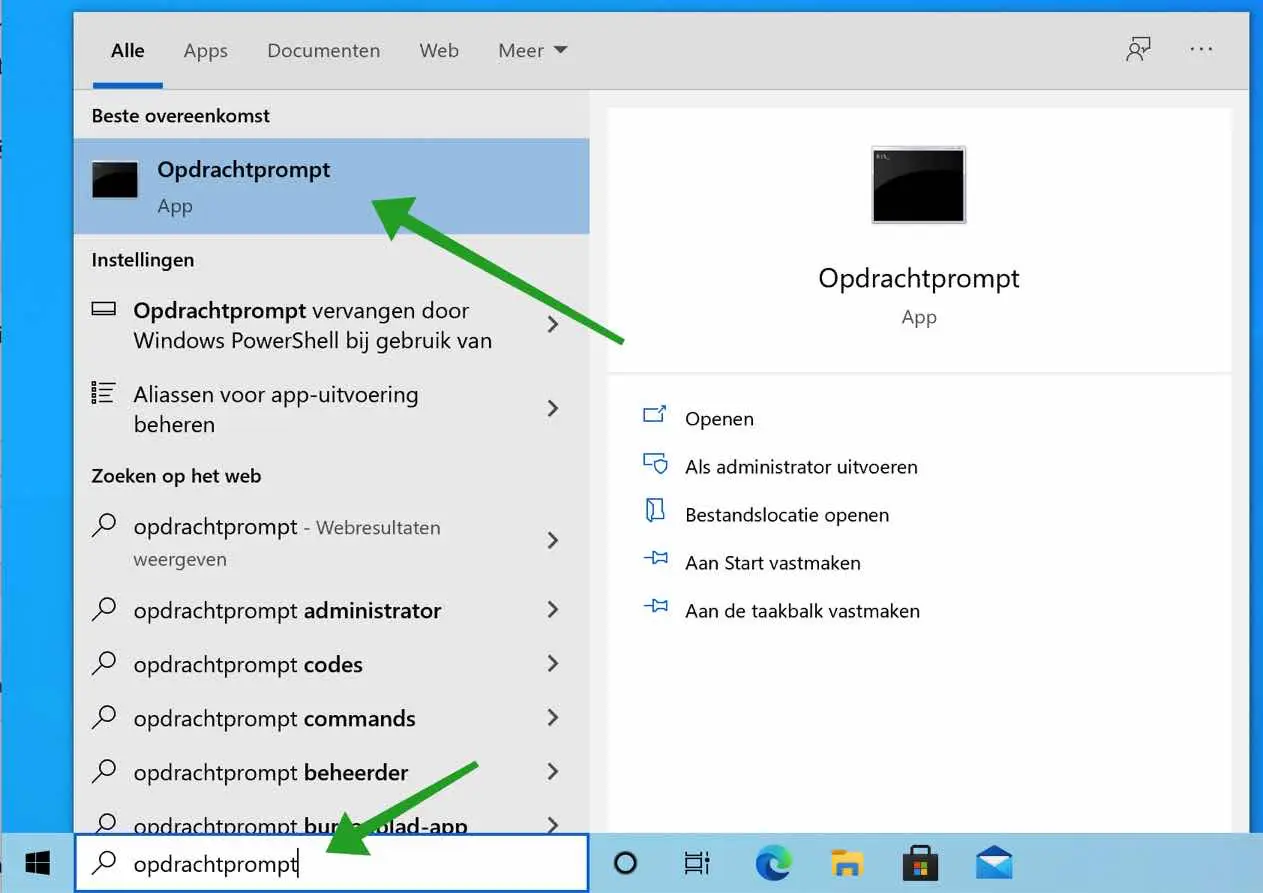 Opdrachtprompt openen