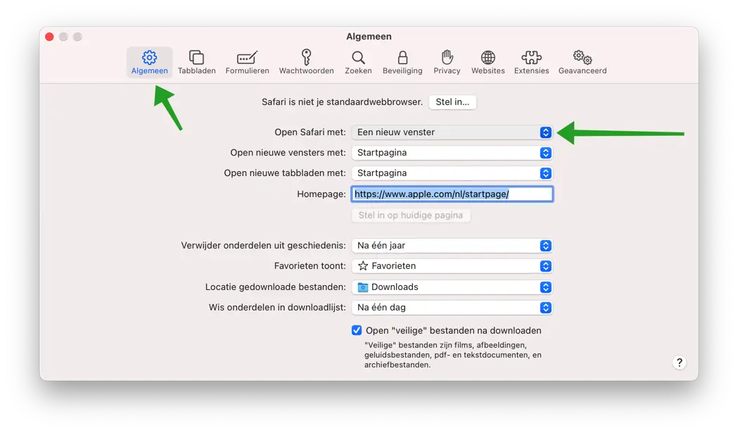 Open Safari met