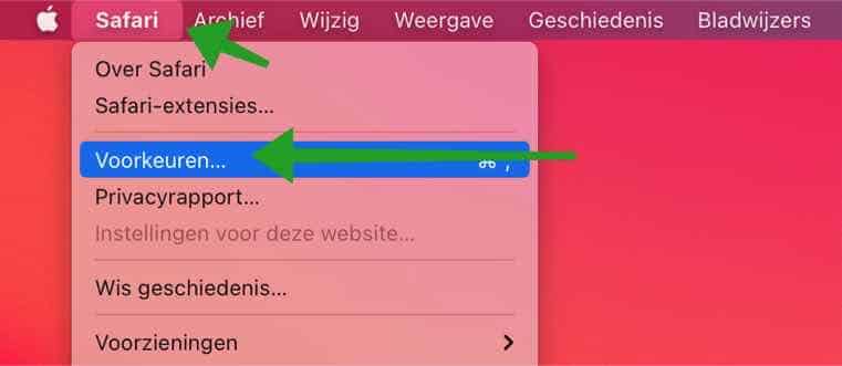 Safari voorkeuren