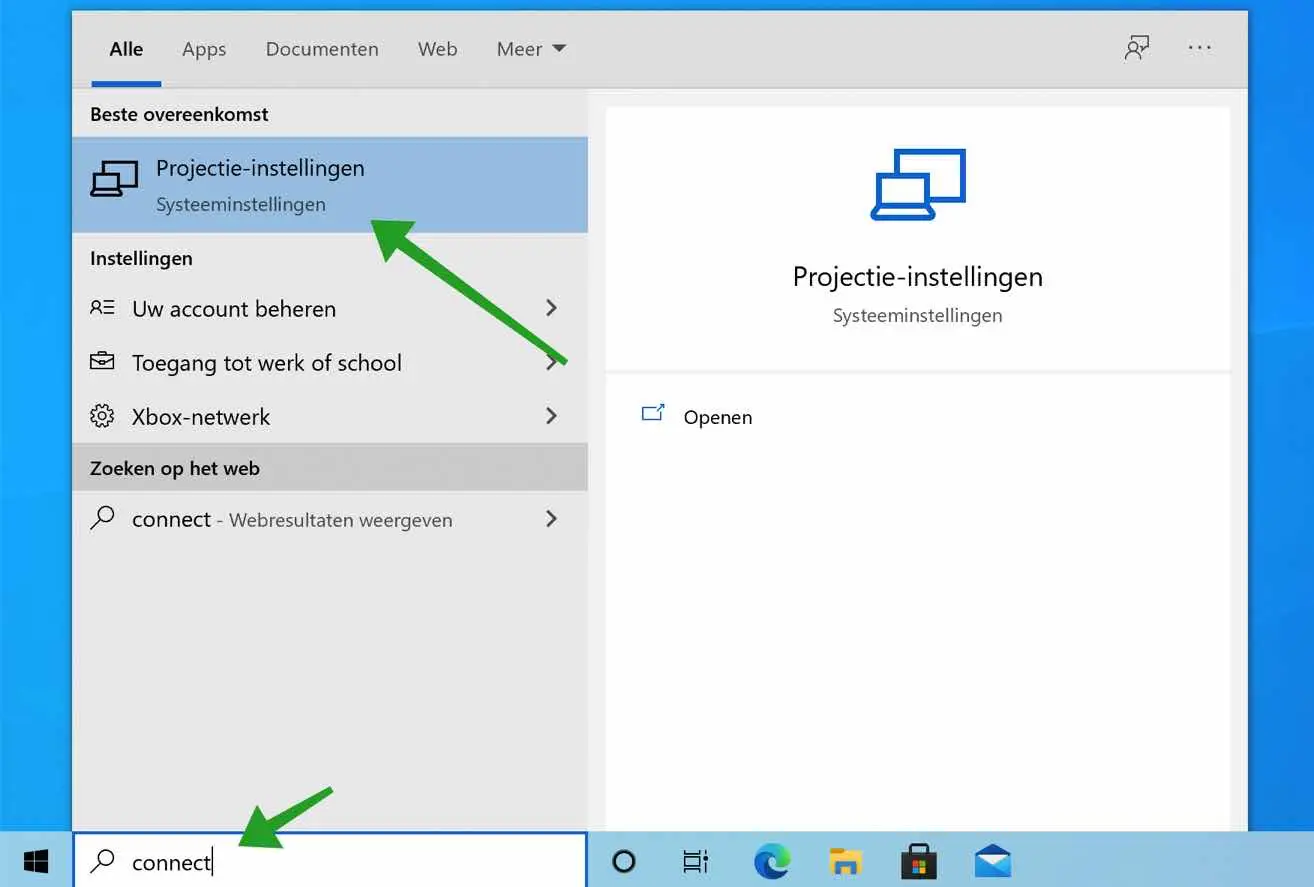 Windows projectie instellingen
