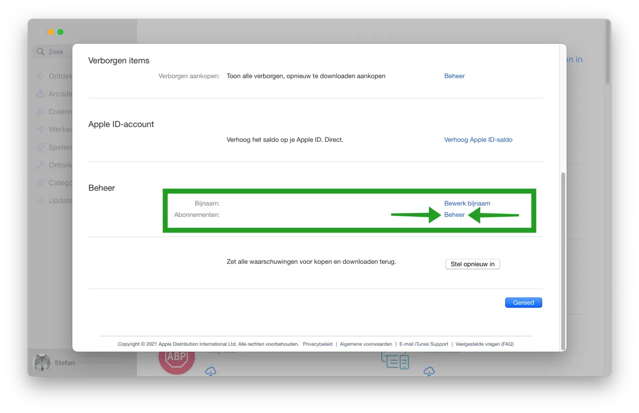 abonnement beheren in apple appstore mac