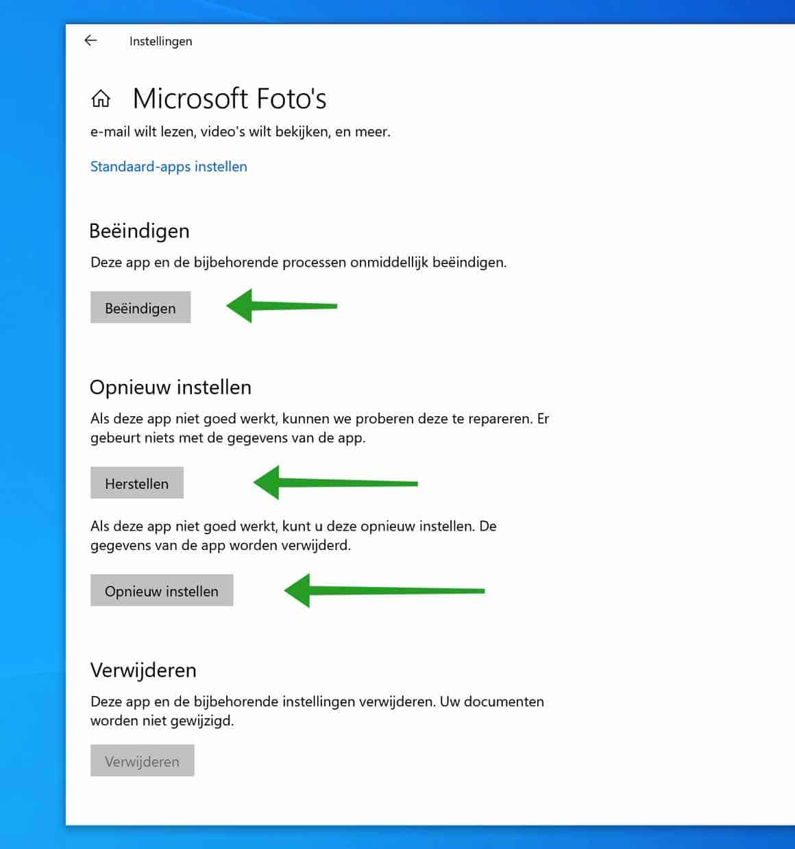 Reparar, restablecer o finalizar aplicaciones de Microsoft