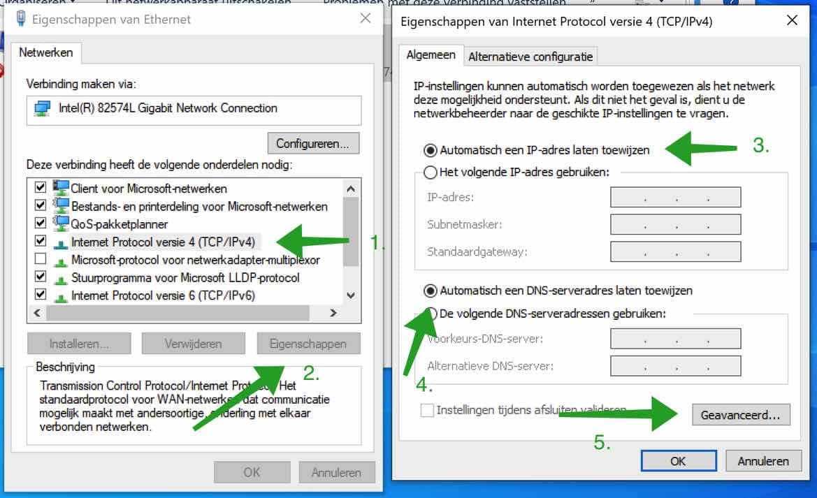 automatisch een ip adres verkrijgen