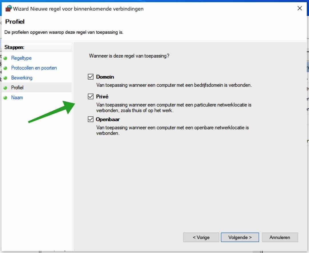 dominio privado o perfil público firewall de windows