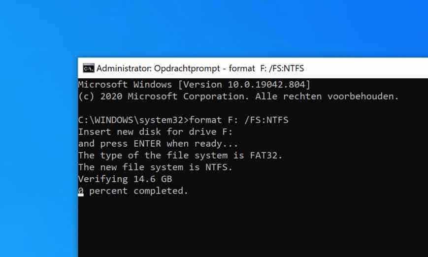 harde schijf formatteren in NTFS FAT32 of EXFAT