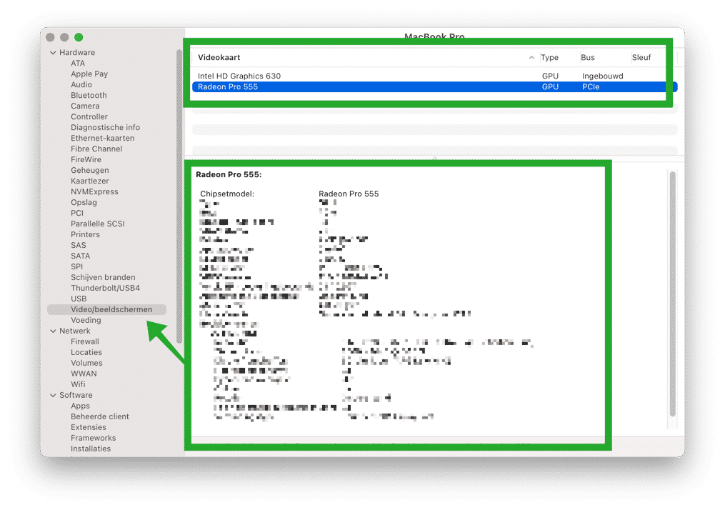 ingebouwde videokaart model in mac