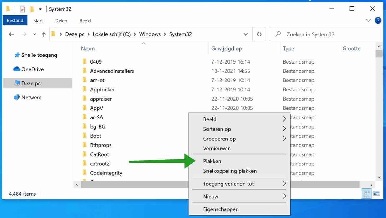 msvcr71.dll plakken in system32 map