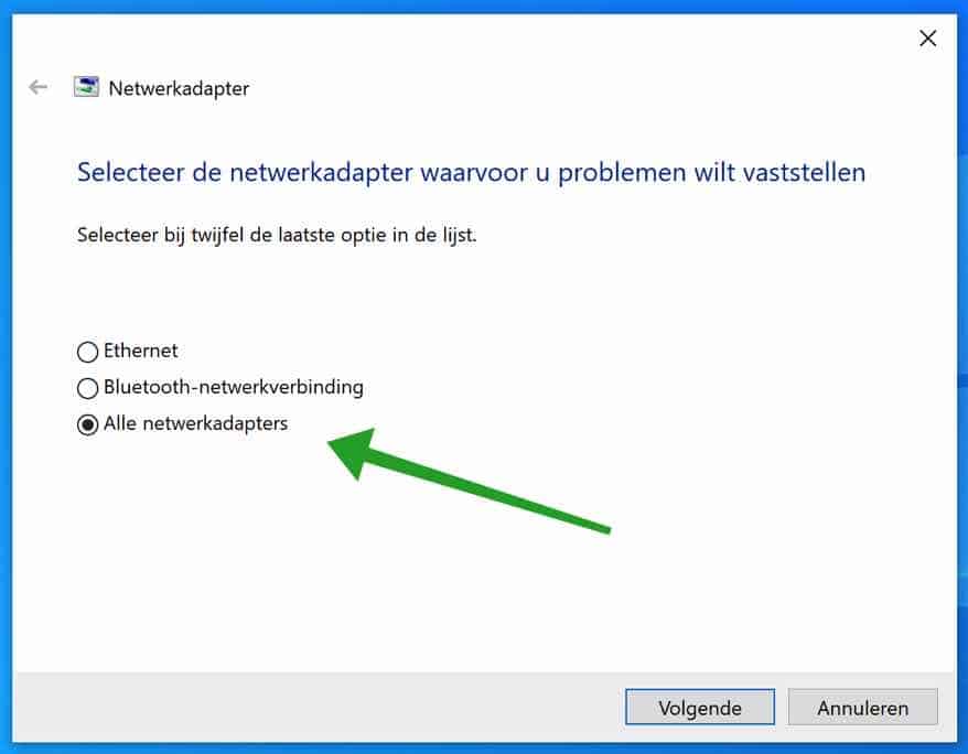 netwerkadapter probleem oplossen geen internet wel wifi