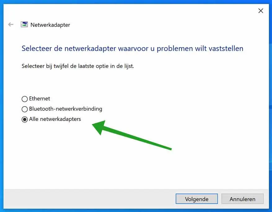 netwerkadapter probleem oplossen geen internet wel wifi