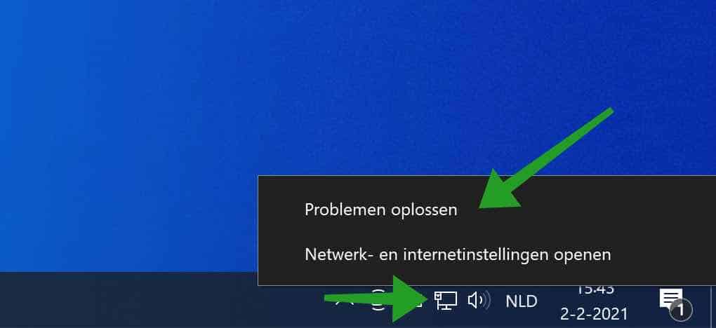 netwerkadapter probleem oplosser openen