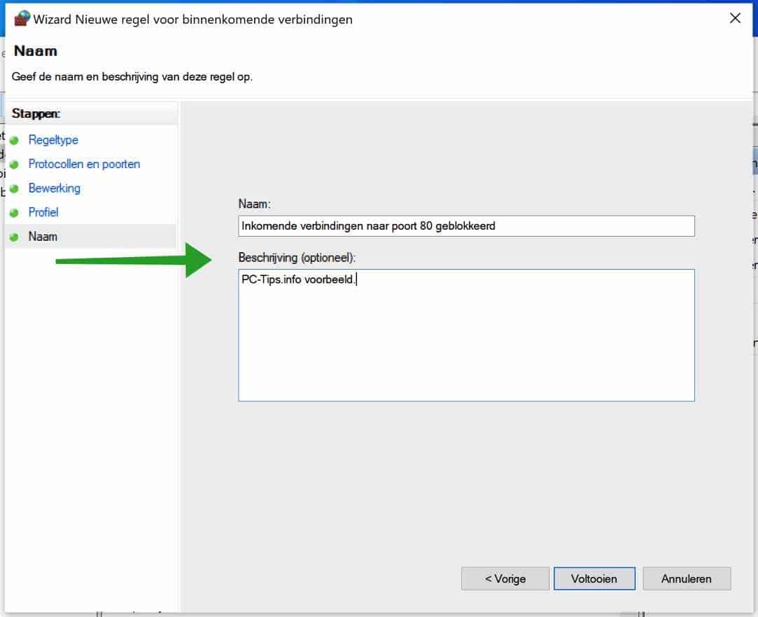 description rule windows firewall