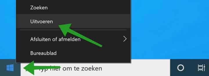 start menu openen windows