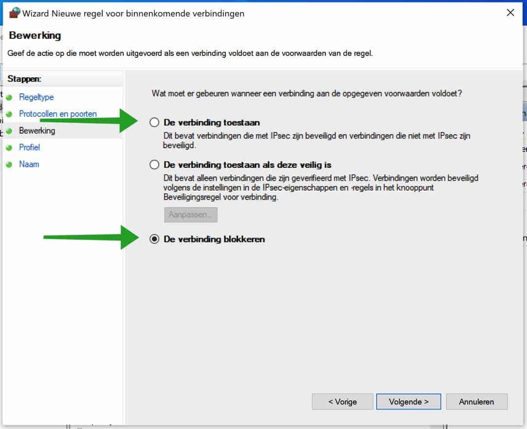 Blockieren Sie die Verbindung in der Windows-Firewall