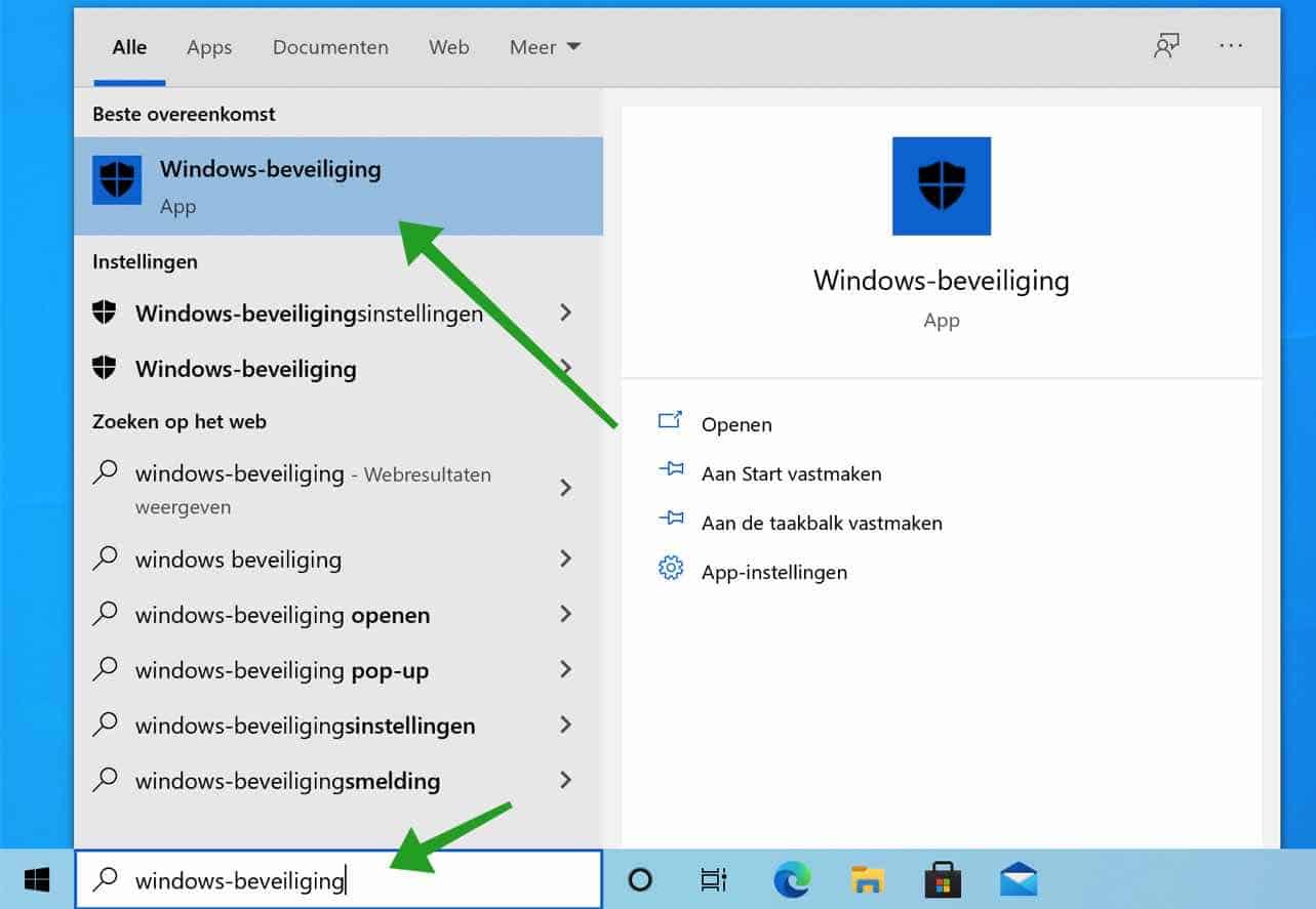 windows beveiliging openen