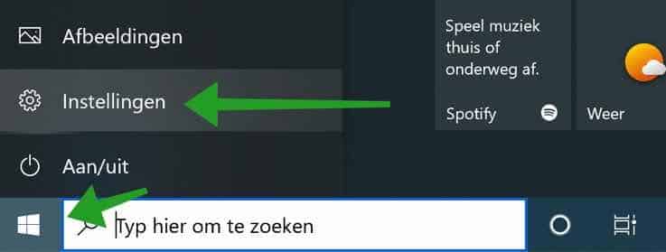 windows instellingen openen
