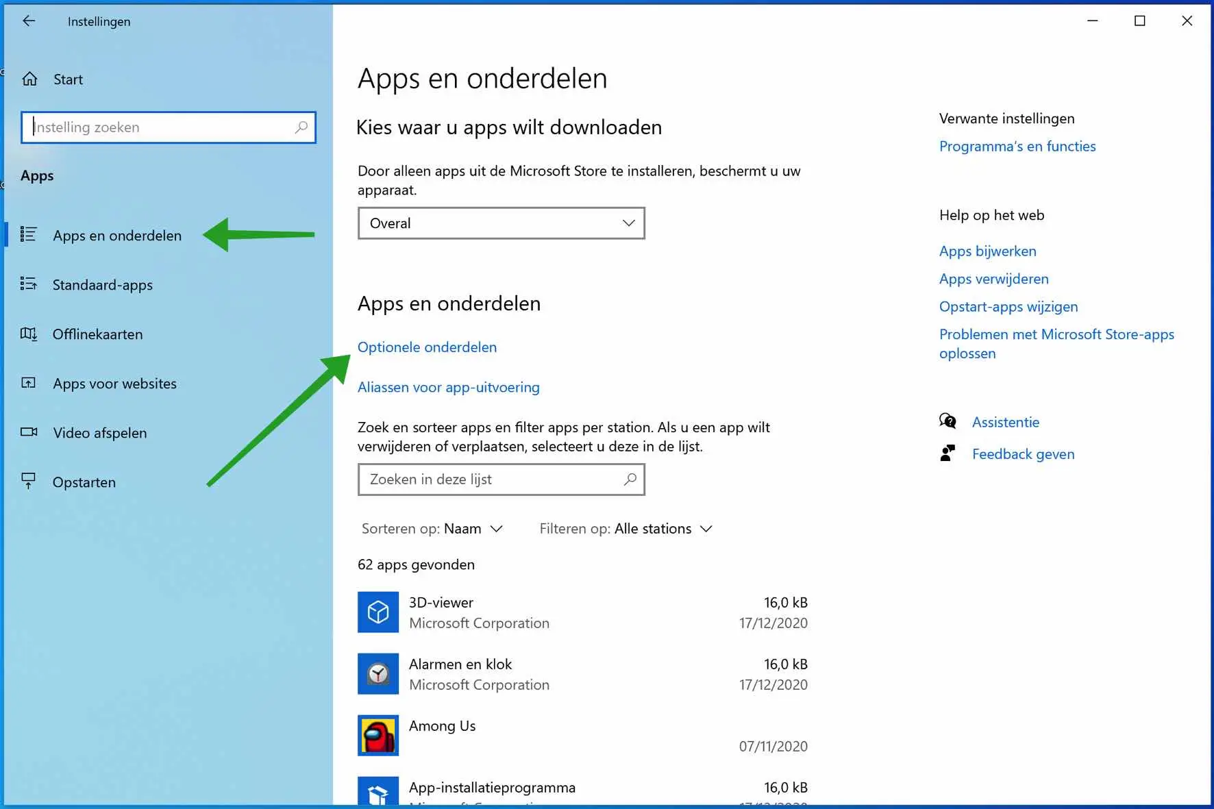 windows optionele onderdelen toevoegen