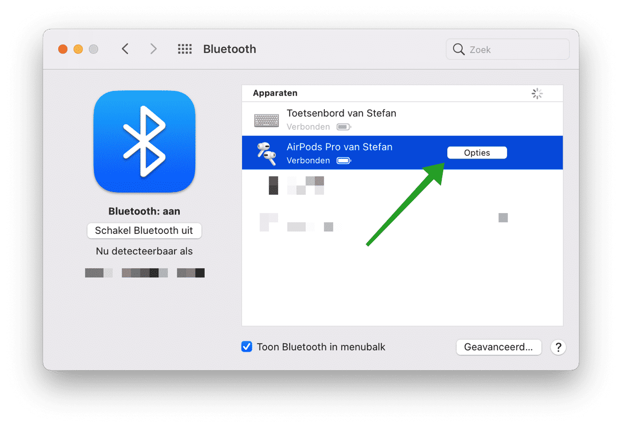Airpods bluetooth instellingen