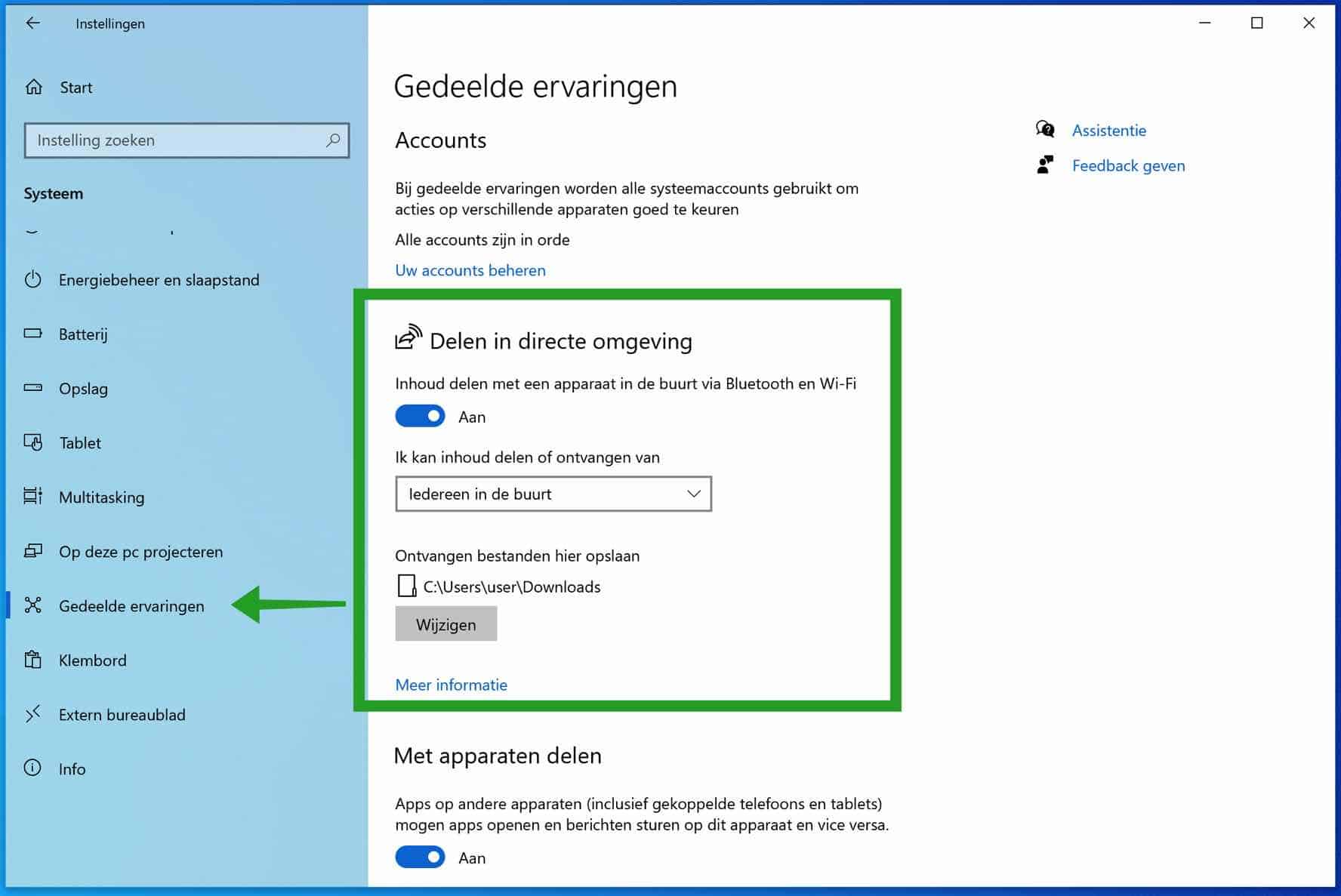 Habilite el uso compartido cercano en Windows 10