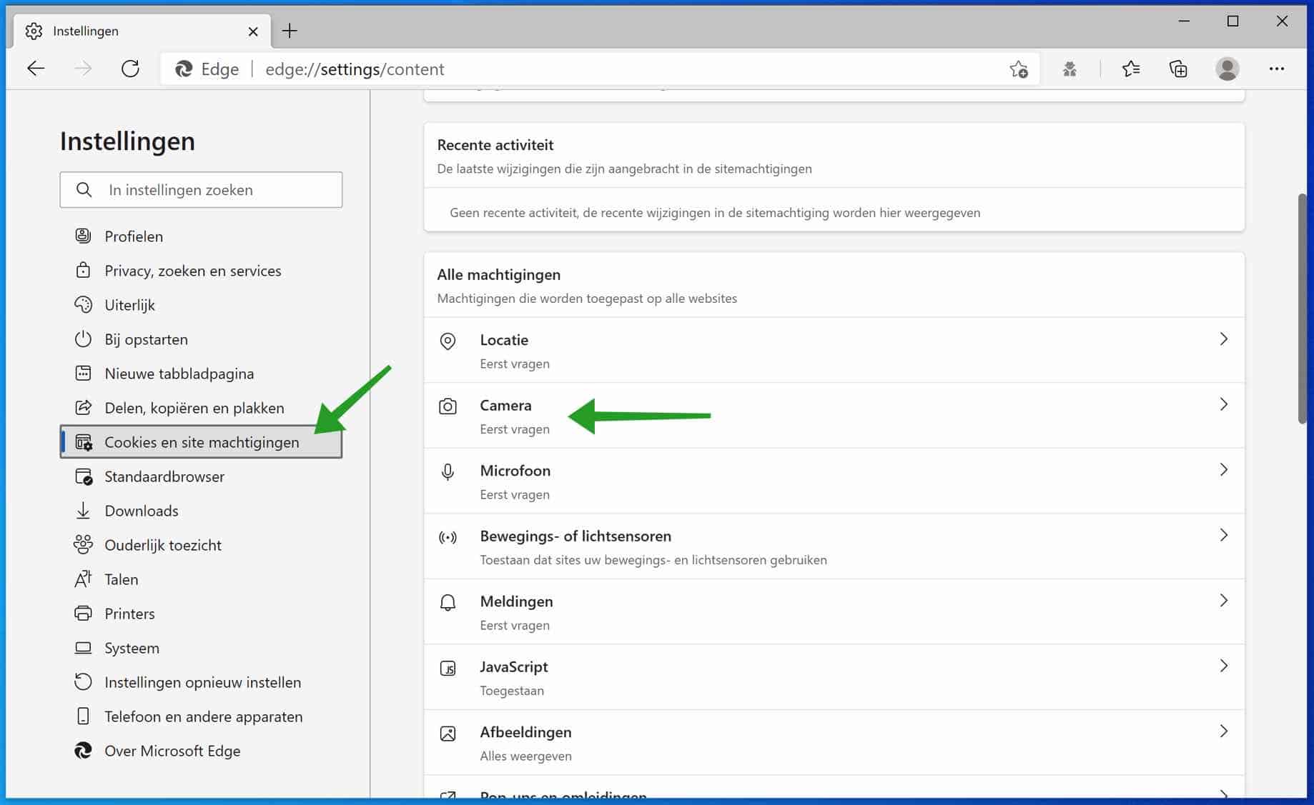 Configurer la webcam dans Microsoft Edge