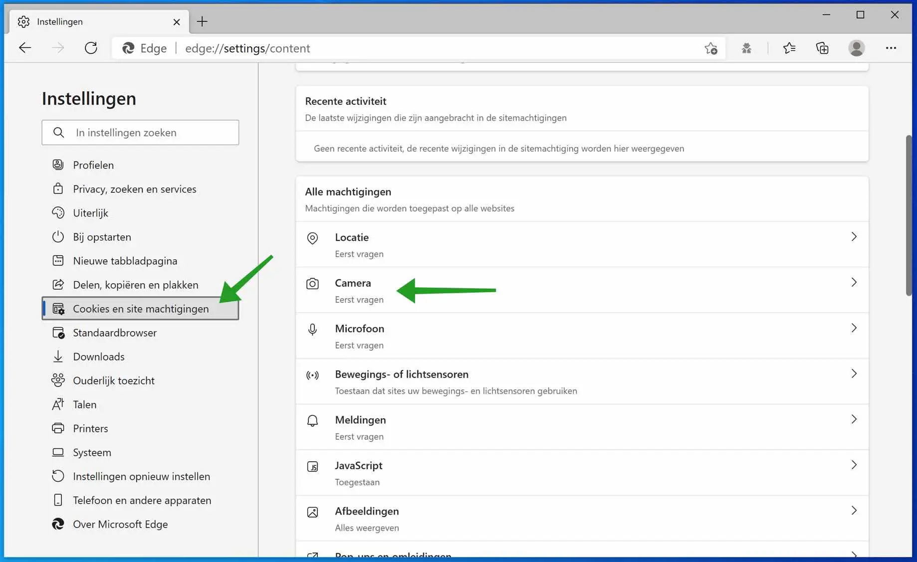 Webcam instellen in Microsoft Edge
