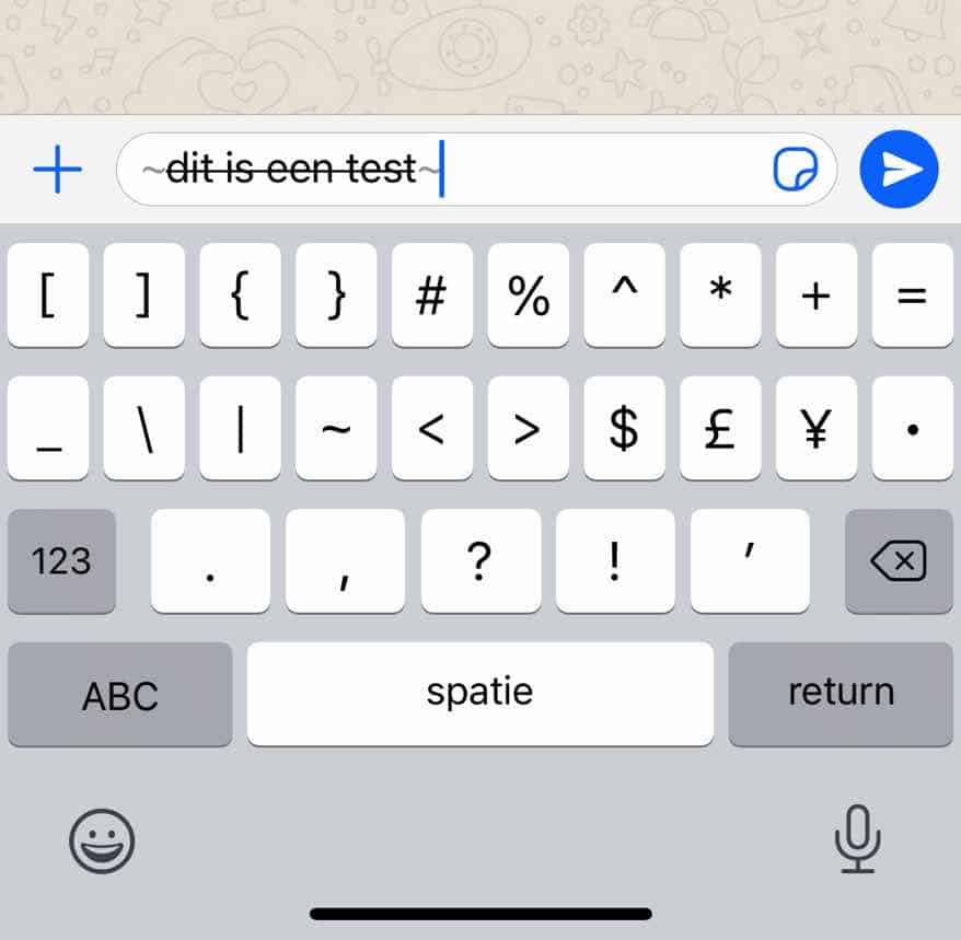 Durchgestrichenes Wort, WhatsApp senden