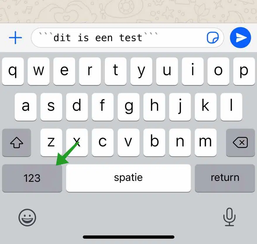 monospace lettertype bericht verzenden whatsapp