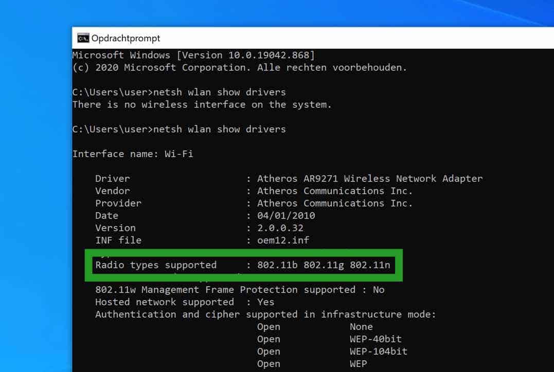 netsh wlan montrer les pilotes