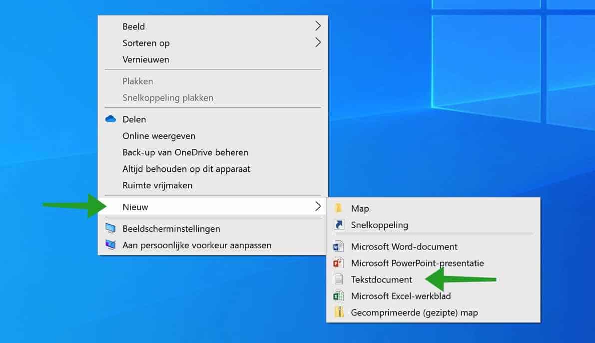 nieuwe tekstbestand aanmaken