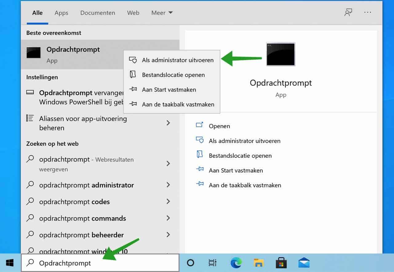 opdrachtprompt openen windows