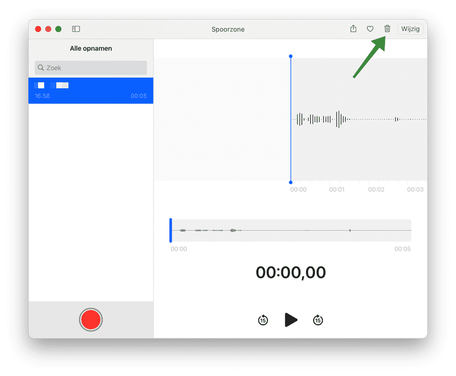 Audio verwijderen Dictafoon Mac
